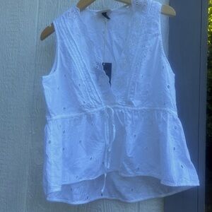 NWT white eyelet sleeveless top